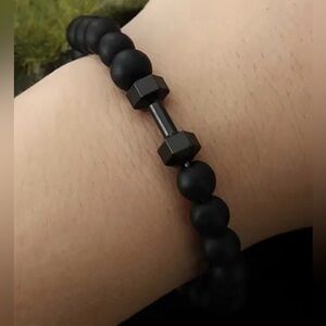 Black Beaded Dumbbell Bracelet B5